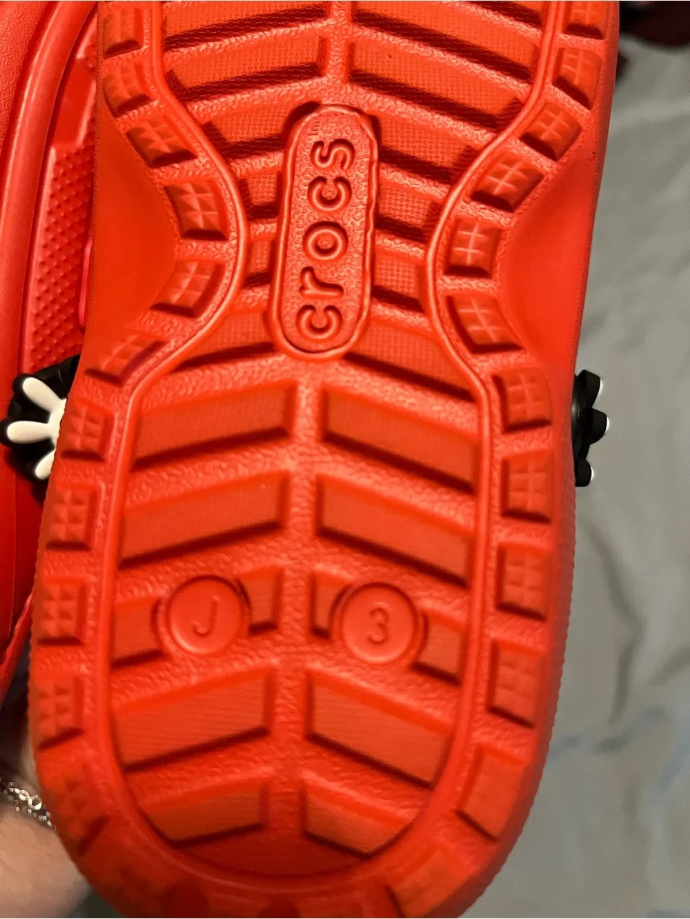 CROCS Kids Red Clog with Yellow Fleece Lining and Black Strap